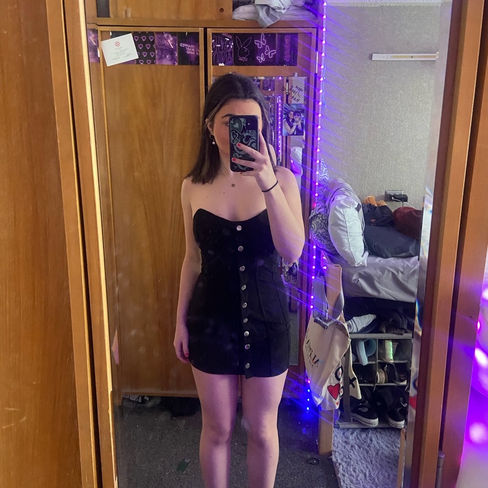 urban outfitters black strapless dress!